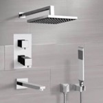 Remer TSH44 Thermostatic Tub and Shower Faucet Set with Handheld and Rain Shower Head